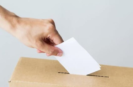 hand holding a voting ballot