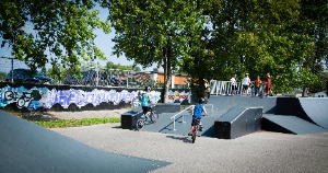 Jeunes sur des modules de planchodrome