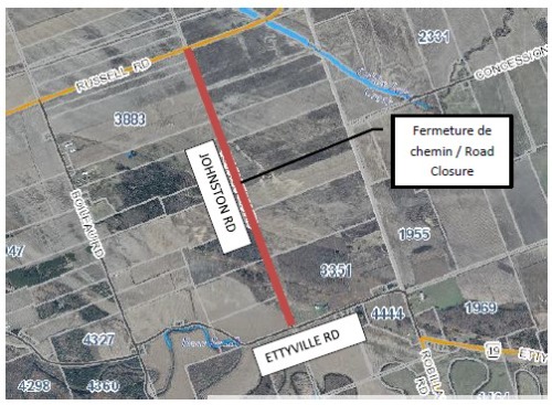 Map of flooded area - Johnston between Russell and Ettyville