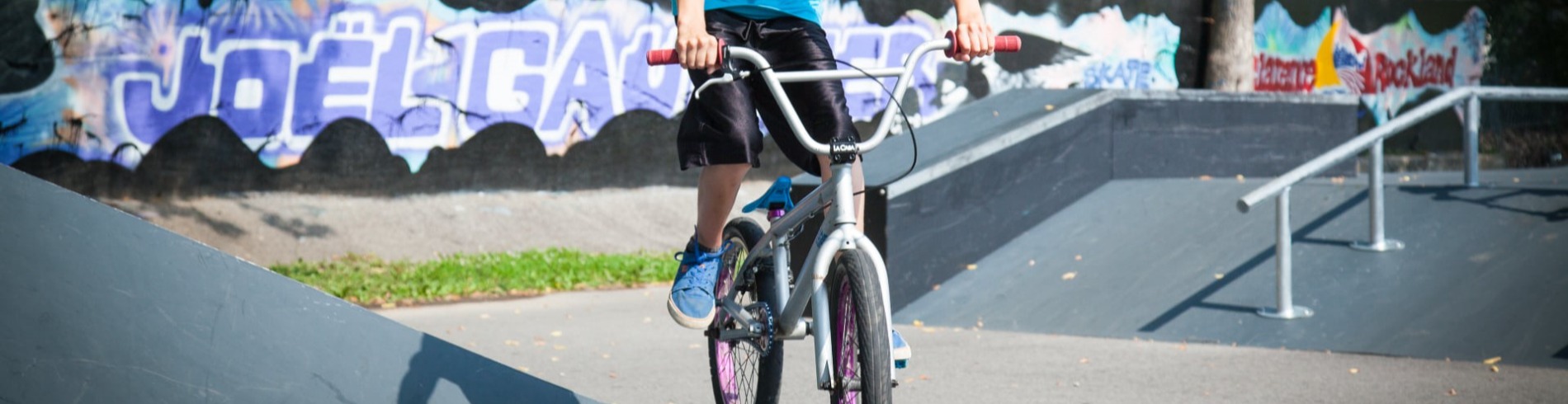 BMX rider in skate park