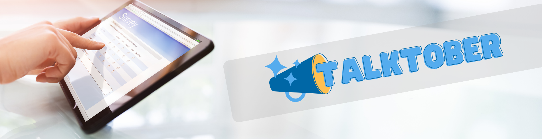 talktober logo, text with a megaphone, decorative