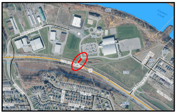 Map of location for the removal of the entrance at the Clarence-Rockland Arena