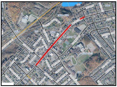 Carte de l'endroit des travaux sur la rue Laurier