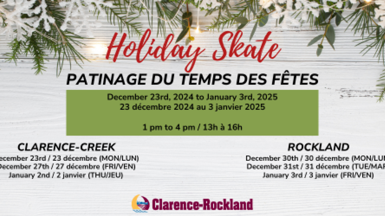 Holiday skate event flyer with winter greenery decoration.