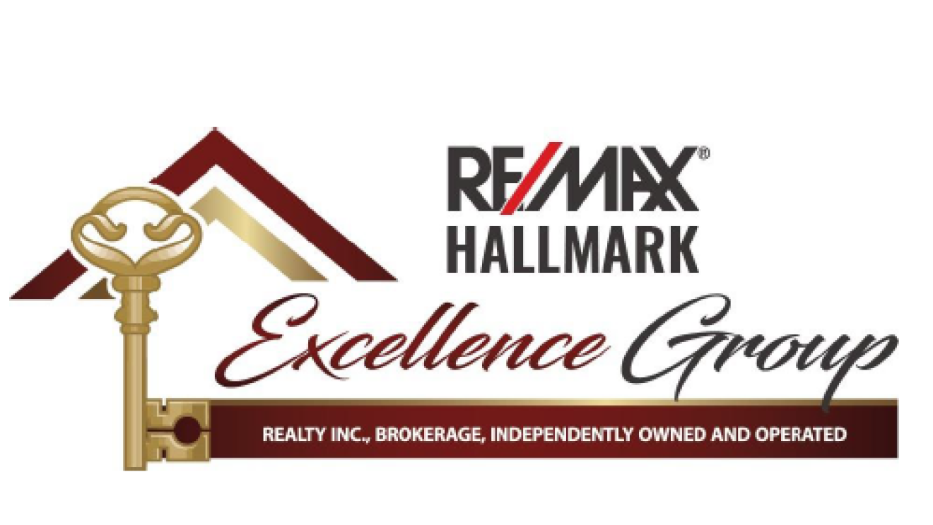 Logo de RE/MAX Hallmark avec clé dorée et toit stylisé.