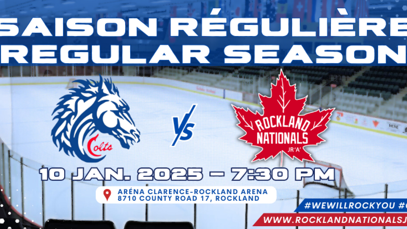 Hockey rink with team logos and game details for January 10th.