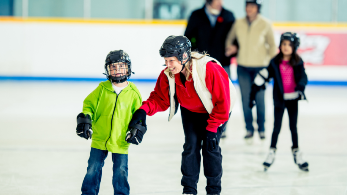 ice skating at an indoor rink