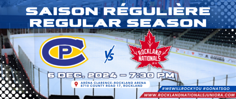 Affiche de match de hockey. 6 décembre 2024, 19h30.