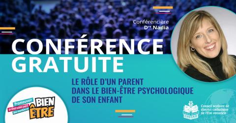 Free conference banner with a smiling woman on a teal background.