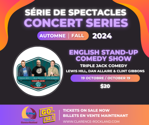 Série de spectacles automne 2024, affiche de stand-up anglais. Prix: 20$.