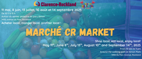 Bannières colorées avec des légumes en arrière-plan, texte sur le marché.