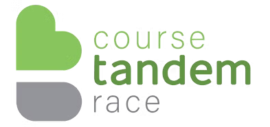 Logo vert et gris de la "course tandem race".