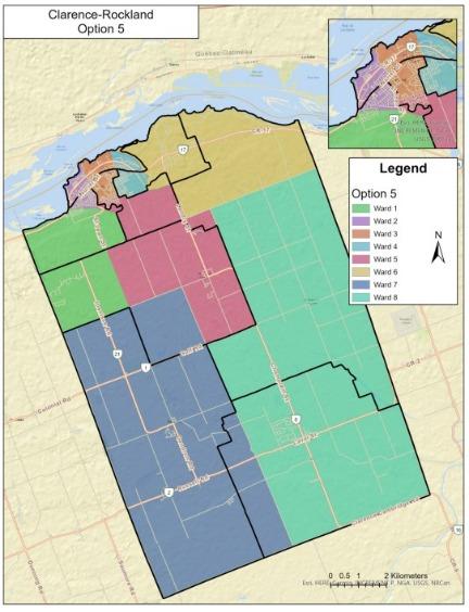 Color-coded map of Clarence-Rockland with different zones marked.