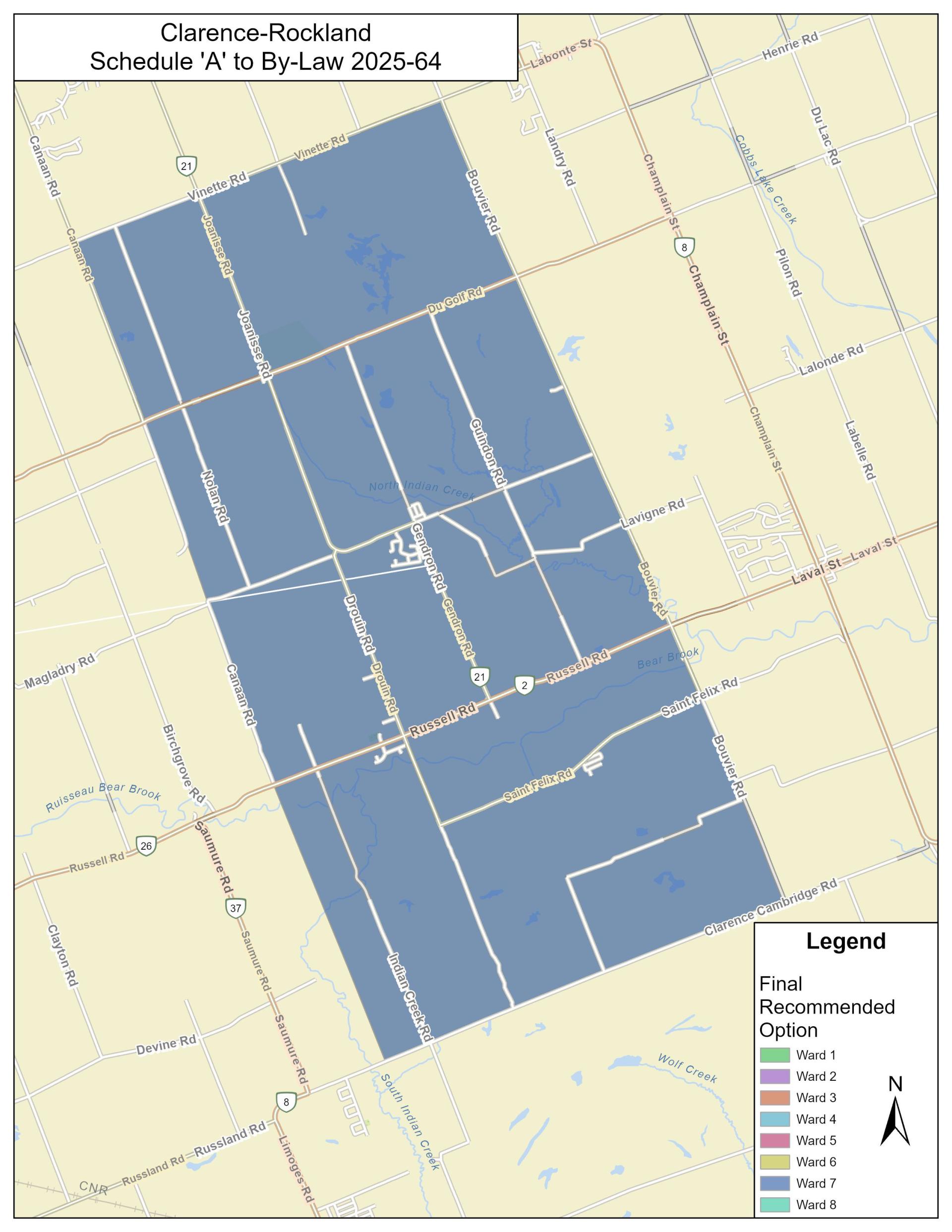 Map with a shaded blue area, grid layout, and a legend on the right.